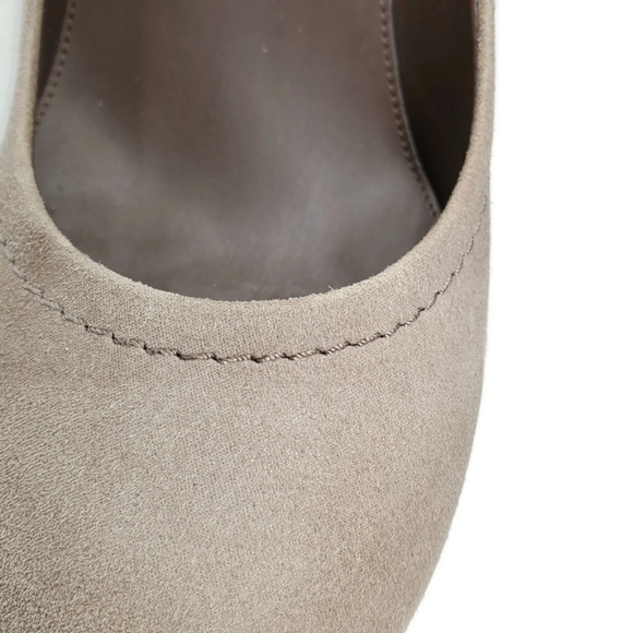 J. Crew Coddington Taupe Shimmer Suede Leather Platform Pumps Made in Italy - Picture 7 of 15